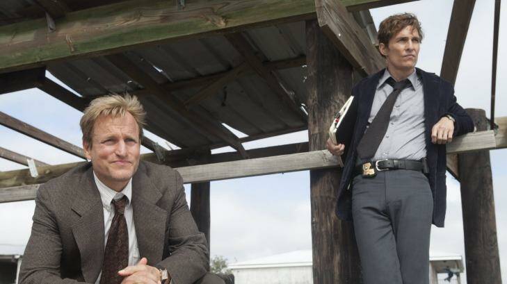 Matthew McConaughey as Rust Cohle & Woody Harrelson as Martin Hart in <i>True Detective</i>  - brilliant writing and casting.