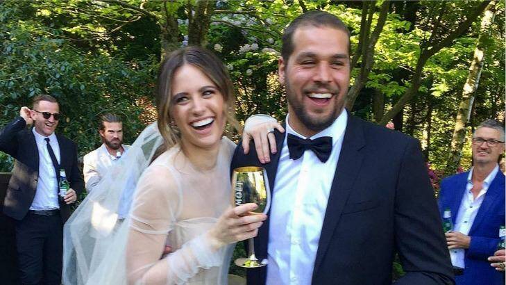 'Mr & Mrs Franklin': Jesinta Campbell and Lance 'Buddy' Franklin were recently married in a private ceremony. Photo: Mark Gevans/Instagram