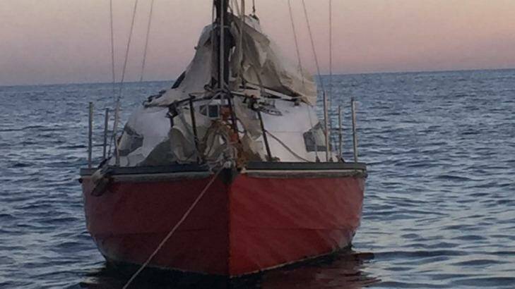 FireFly, the eight-metre yacht that was found drifting in Port Stephens.  Photo: NSW Police
