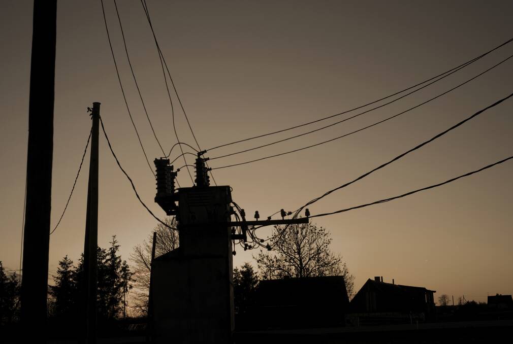 A silhouette of a substation.
