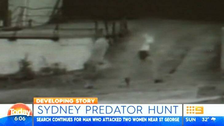 The grainy CCTV vision showed the woman running from the attack.  Photo: Channel Nine