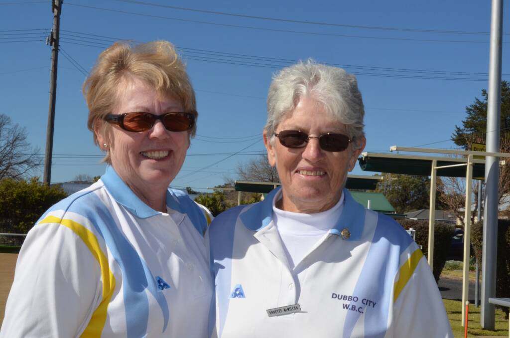 Regional 12 pairs winners Merrill O'Sullivan and Annette McMillan from the Dubbo City Bowling Club. 	Photo: Ben Harris