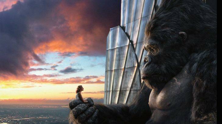 Naomi Watts and giant ape in Peter Jackson's <i>King Kong</i> .

