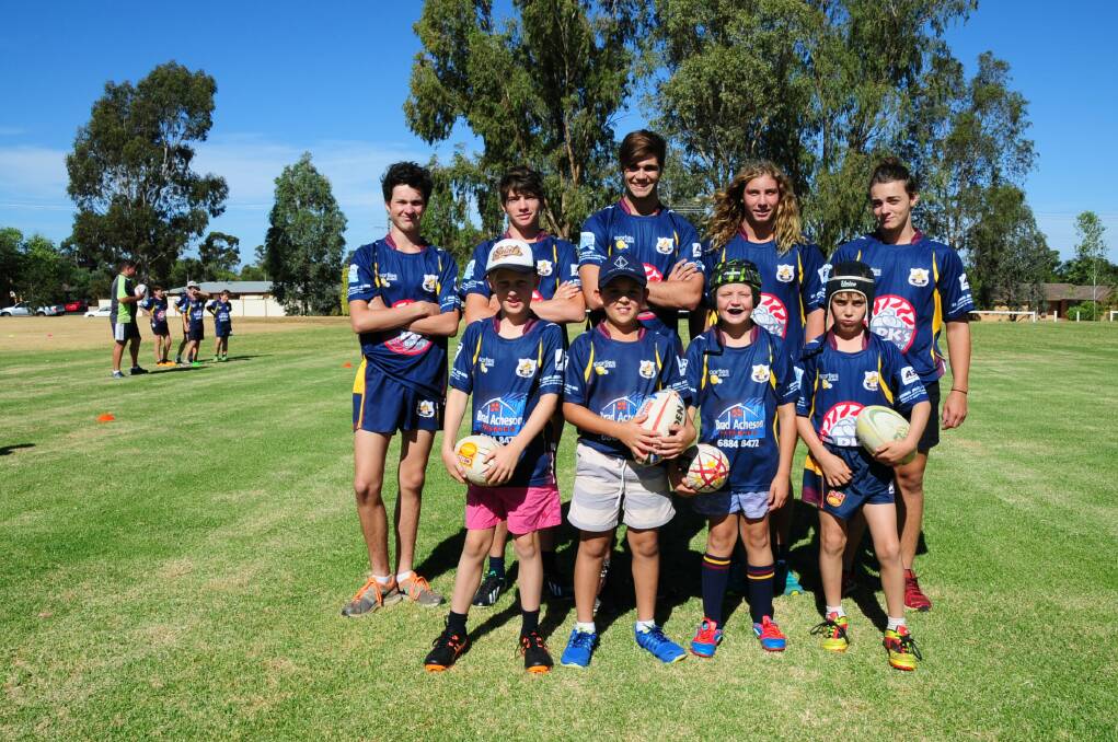 St John s junior players (back, L-R) Jack Schwager, Toby O'Leary, AJ Dunlop, Zade Dixon, Ethan Yeo and (front) Josh Townsend, Harrison Quinn, Josh Burton and Darby Hutchison. 	Photo: HANNAH SOOLE