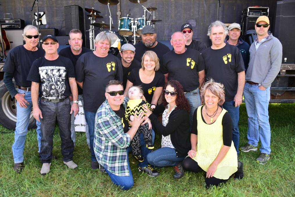 Back: Musicians Ronnie Donald, Tony Caton, Paul McMillian, Degen Brown, Dave Daley, Paul Hausia, Shane Saffy, Brett Graham, Mick Picton, Anthony Gemell, Craig Furguson. Front: Rob and Max McIntyre, Lizzy Sutton, Amy McIntyre and Ann Lyons. 
Photo: BROOK KELLEHEAR-SMITH