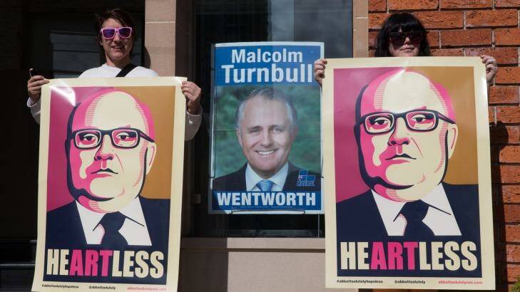 Artists protest outside Prime Minister Malcolm Turnbull's Edgecliff office, in Sydney last September.  Photo: Janie Barrett