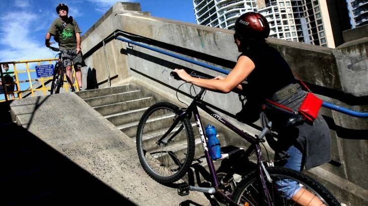 A new cycle ramp will replace the steps on the north side of the bridge. Photo: Dean Sewell
