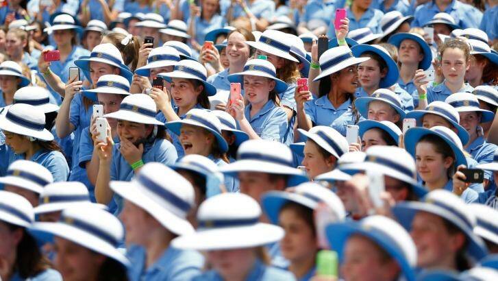 Selfie-obsessed: The crowd "watching" Katy Perry perform live at Loreto Mandeville Hall in Melbourne. Photo: Eddie Jim