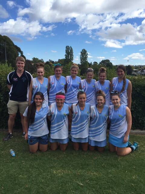 Back: Tom Peacocke (coach), Kendall McDonagh, Taylah Mannering, Lara Burton, Courtney Hogan, Bree Bloink Hollier, Maddie Cafe 
Front: Lilli Campbell, Gemma Mitchell, Phoebe Bloink Hollier, Zoe Warwick, Emma Corcoran.  
Photo: CONTRIBUTED