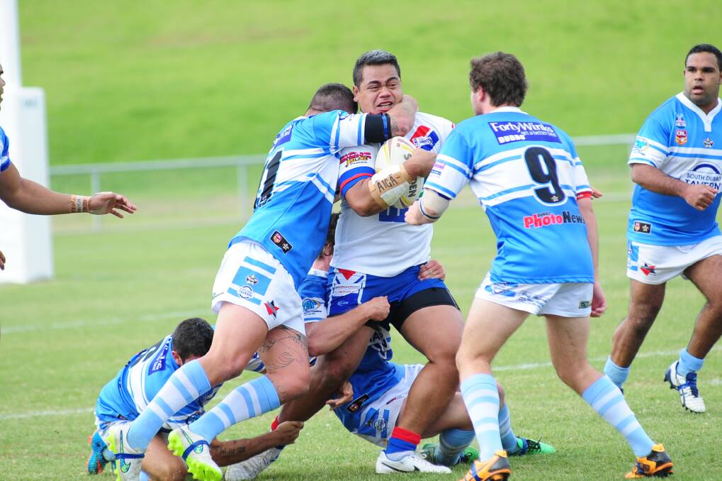 Dave Masoe was among the try-scorers for Parkes yesterday.   Photo: KATHRYN O'SULLIVAN