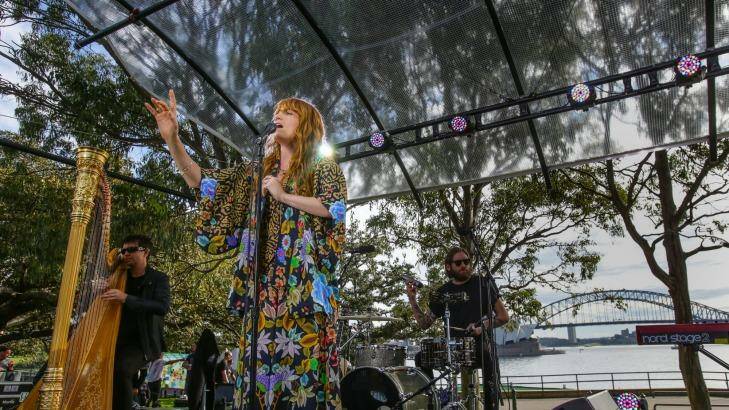 How big: Florence + The Machine perform at Mrs Macquarie's Chair as part of their Australian tour in July. Photo: Dallas Kilponen