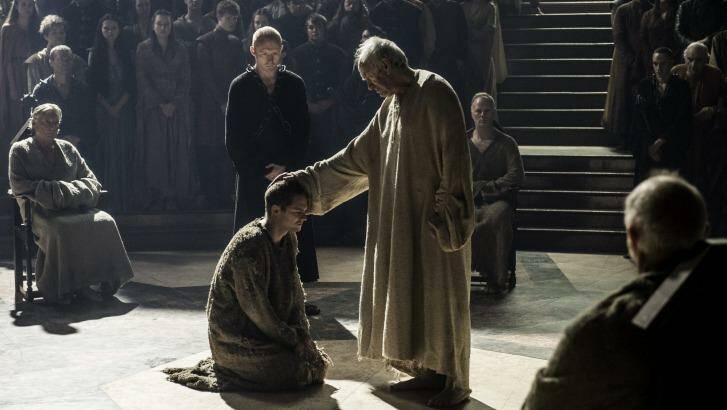 Loras' trial before the High Sparrow minutes before being blown apart. Photo: HBO/Foxtel