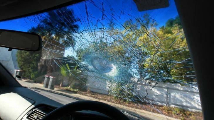 The smashed windscreen of the car. Photo: Supplied