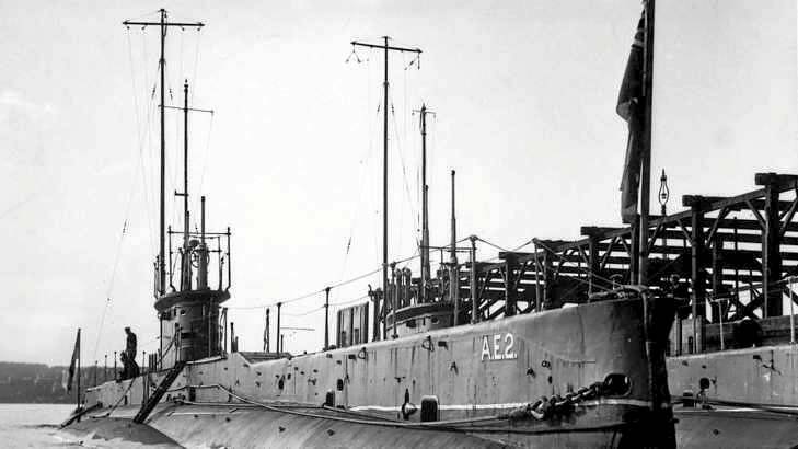 AE2 and AE1 Submarines at Garden Island, 1914 (AWM) Photo: Royal Australian Navy Collection