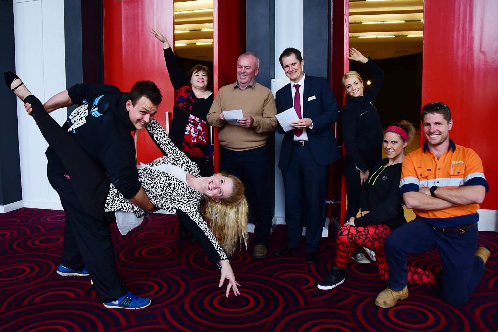 A few of the dancers and their teachers getting ready to battle it out on the dancefloor; Peter Brown, Cassie Donnelly, Susan Cornish, Peter Scott and Mathew Dickerson, Megan Casserly, Tracy Hanna and Tom Cavanagh. 
 
					   Photo: BELINDA SOOLE