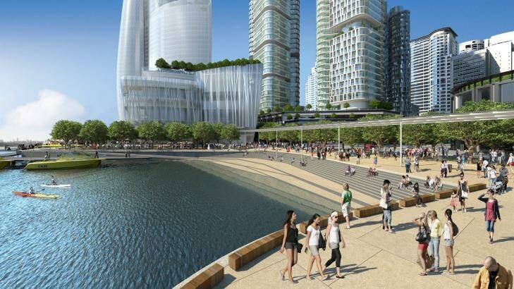 Artist's impression of Crown Sydney at Barangaroo, designed by Wilkinson Eyre Architects. Photo: Wilkinson Eyre Architects