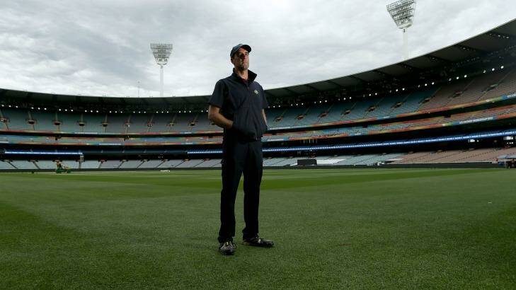 MCG head groundsman Tony Gordon is responsible for  ensuring the city's most hallowed turf is perfect for the Cricket World Cup final. Photo: Pat Scala