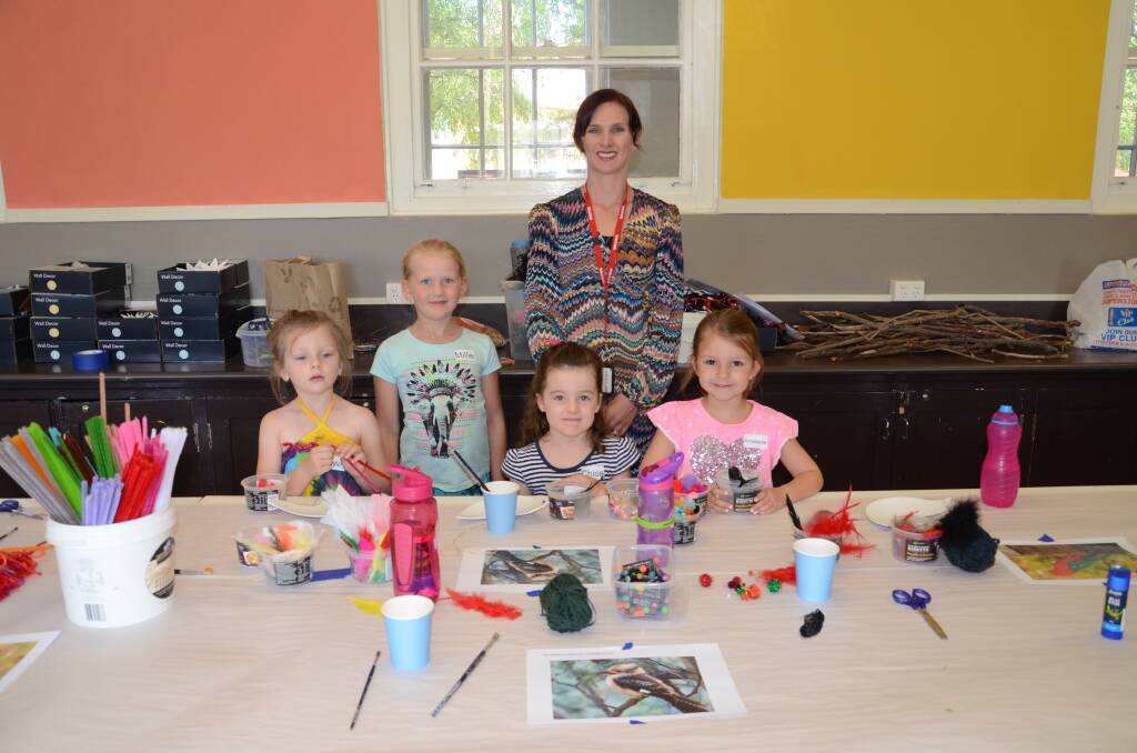 Teacher and local artist Alicia O Connor with WPCC students Hayley Carolan, Millie Packham, Chloe Bell and Annabelle McNamara, who took part in the Beautiful Birds school holiday workshop. 
	Photo: TAYLOR JURD