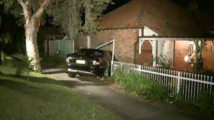 The black Holden Commodore came to rest in four-year-old Dee's bedroom. Photo: Nine News