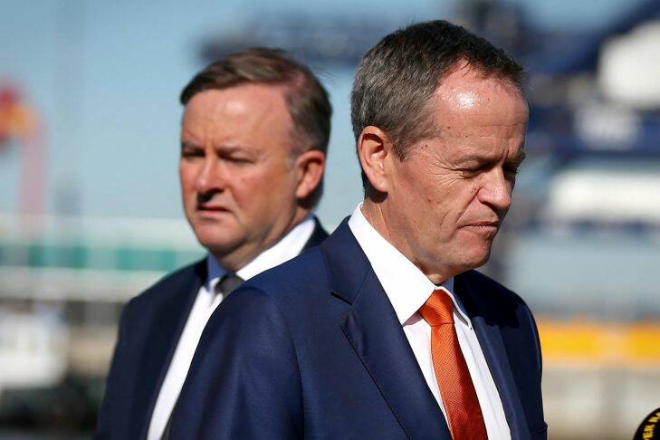 Opposition Leader Bill Shorten and Shadow Infrastructure and Transport Minister Anthony Albanese address the media at a doorstop interview in Sydney on Wednesday 28 June 2016. Photo: Alex Ellinghausen
Election 2016 on Opposition Leader Bill Shorten's campaign. Photo: Alex Ellinghausen