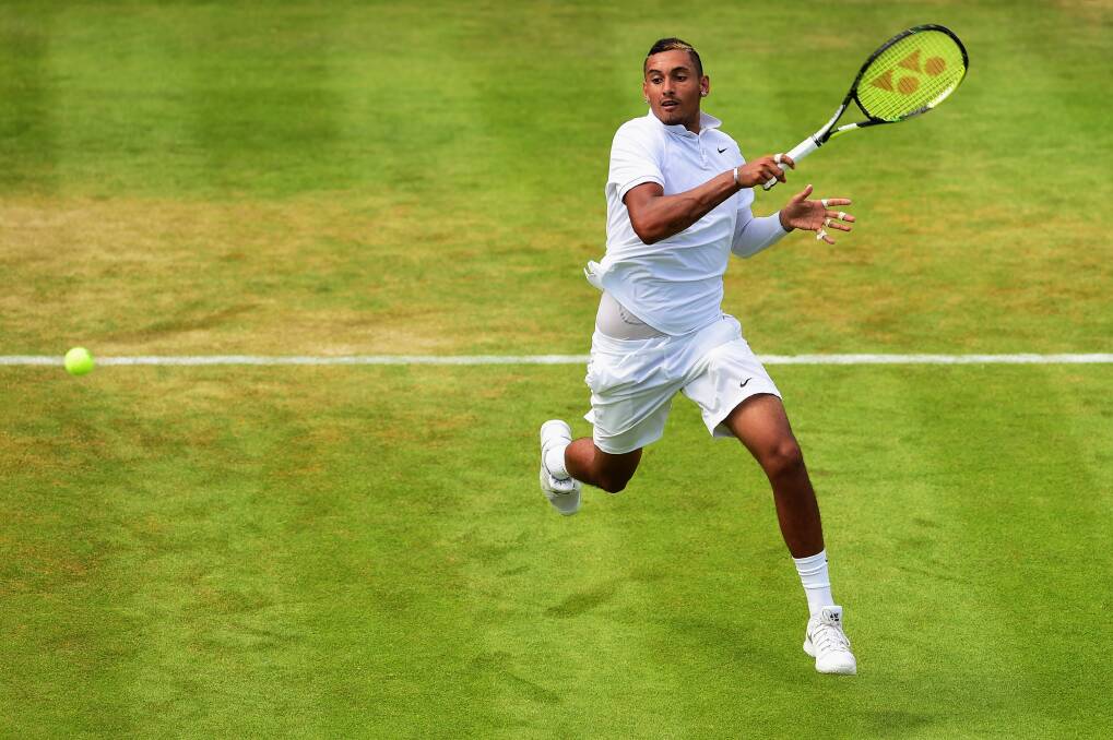 Nick Kyrgios in action at Wimbledon.