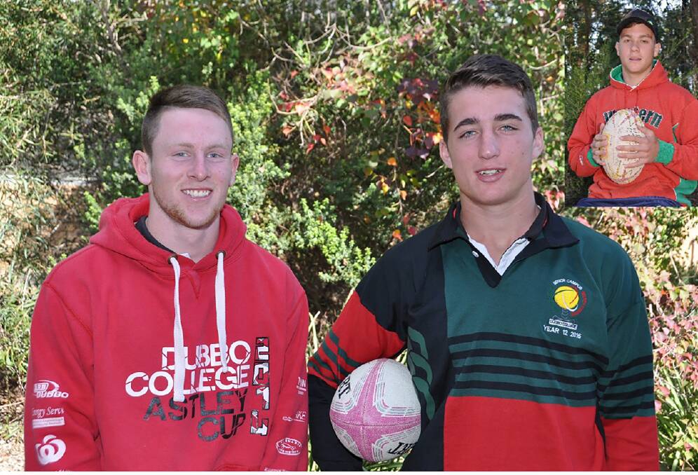 RIGHT: Dubbo College students Harry van Dartel and Hayden Kemper will represent at CHS level in rugby league, as will Clayton Couley (inset). 
Photo: CONTRIBUTED