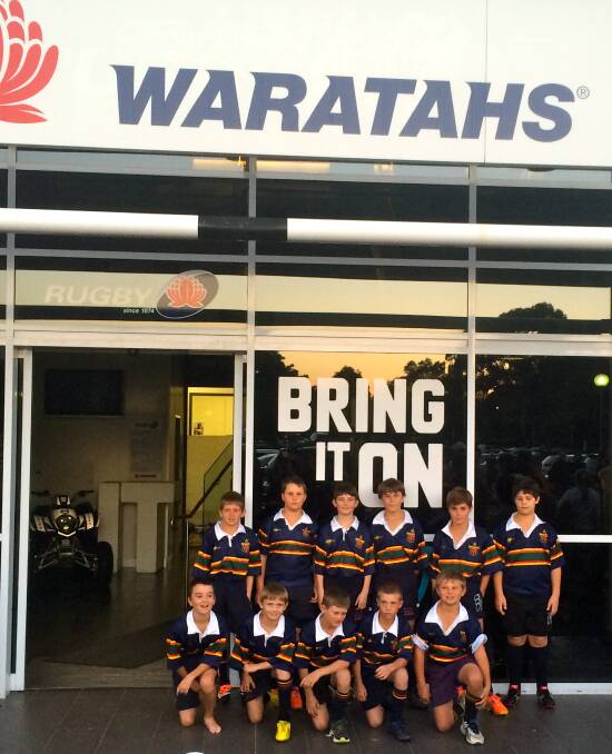 The Macquarie Anglican Grammar side outside Allianz Stadium before their curtain raiser last weekend.  
Photo: contributed