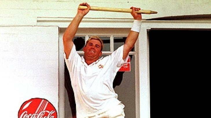 Shane Warne performs a victory dance at Trent Bridge in 1997.