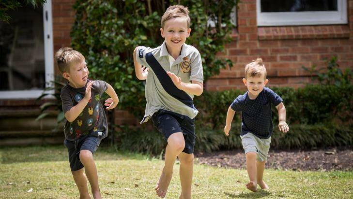 Eight-year-old Charley Hetherington (centre) has a peanut allergy.  Photo: Wolter Peeters