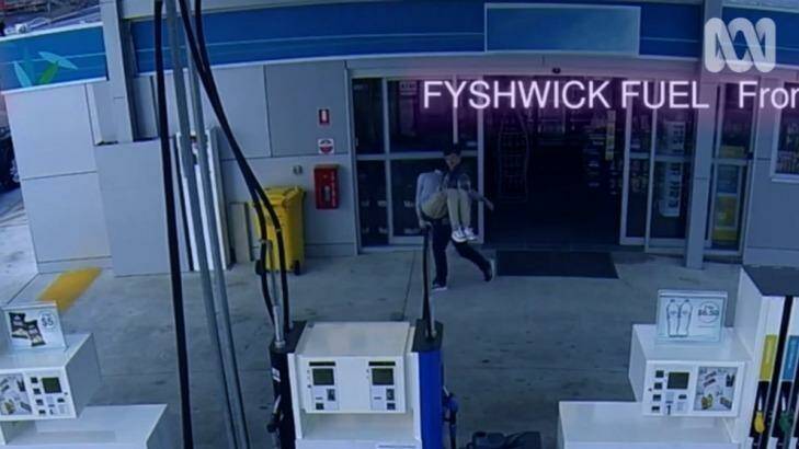 Furtive faux CCTV footage suggests dirty deeds are afoot at the Fyshwick servo. Photo: Supplied