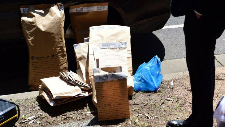 Bags of evidence seized during the raids in Sydney Olympic Park on Tuesday.  Photo: Wolter Peeters