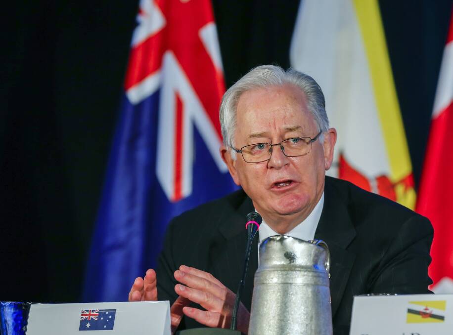 Australian Minister for Trade and Investment Andrew Robb speaks as the 12 Trans-Pacific Partnership (TPP) member countries participate in the closing press conference in Atlanta, Georgia, USA. 	Photo: EPA/ERIK S. LESSER
