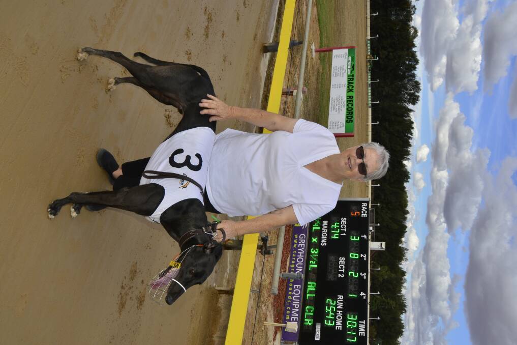 Rhonda Millsteed with Davey, after his win in the Dubbo To Wenty heat on Thursday. Photo: BELINDA SOOLE
