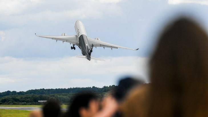 An Airbus A350 takes off at Farnborough Air Show. Photo: Airbus
