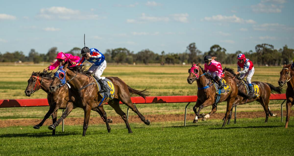 Clifford (outside) and She s Nice pair off to fight out the finish of the opening event at Warren yesterday.  
Photo: JANIAN McMILLAN (www.racingphotography.com.au)