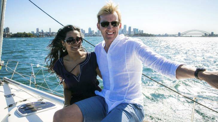 Cross-cultural romance ... Brett Lee as Will and Tannishtha Chatterjee as Meera in <i>UnIndian</i>. 
 Photo: Kate Ryan