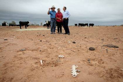 Bourke locals with Prime Minister Tony Abbott in February Photo: Andrew Meares