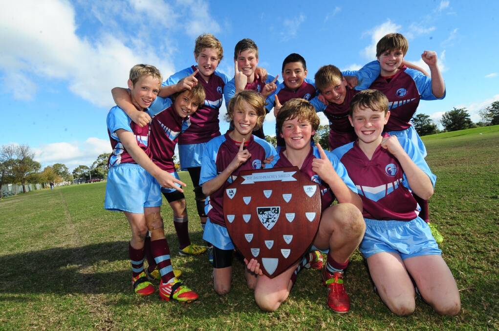 ABOVE: The Peachey Shield winning St Mary's team. Back (L-R): Billie Dukes, Ryan Banks, Brock Kerwick, Liam Kennedy, Jay Opetaia, Charles Kilby, Gus Commins. Front: Blake Griffiths, Cody Kelso (c), Patrick Williams.