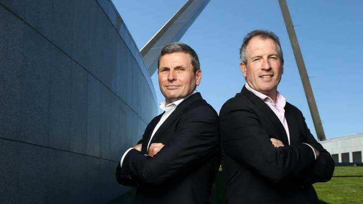 Chris Uhlmann and Steve Lewis at Parliament House. Photo: Andrew Meares