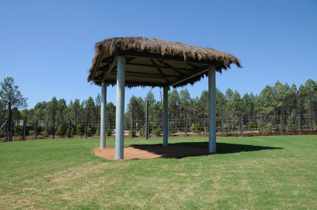 A shade structure at the Taronga Western Plains Zoo elephant facility.