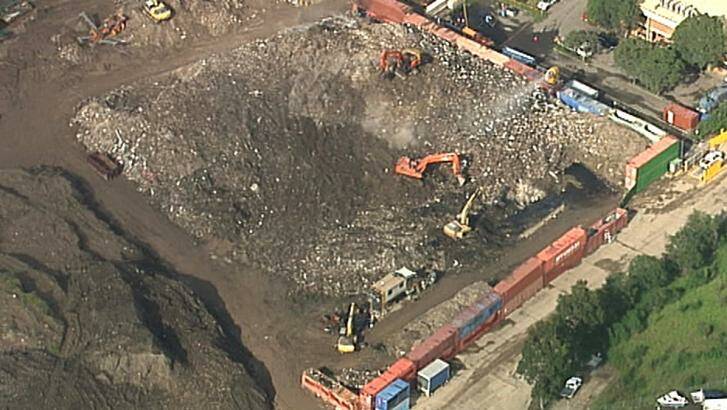 Rubbish tip fire costs $2 million to put out: Stockpile of waste in south-west Sydney.  Photo: Seven News