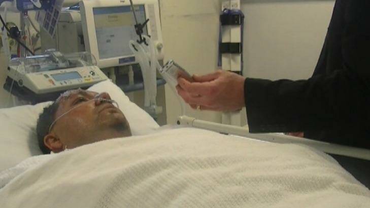 A screen shot of a police bedside interview with Adeel Khan in Royal Prince Alfred Hospital. Photo: NSW Police