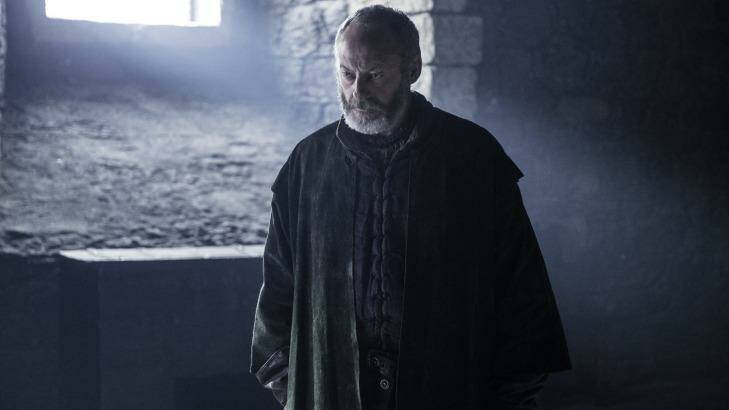 Ser Davos threatens to kill the red witch over Shiren in The winds of Winter. Photo: HBO/Foxtel