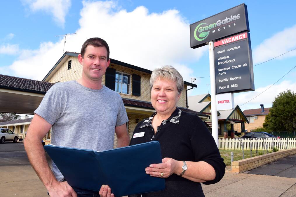 Owner and manager of Green Gables Motel Matt Wakley meets with the Western NSW Local Health District's Alison Loudon to discuss bulk-billing of the state government's Isolated Patients Travel and Accommodation Assistance Scheme on behalf of expectant mothers.  
Photo: BELINDA SOOLE