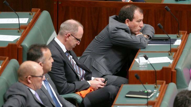 Special Minister of State Mal Brough (right) has been accused of misleading Parliament. Photo: Alex Ellinghausen