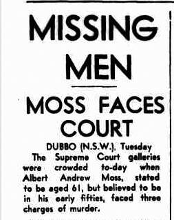 above: The Moss murder trial created headlines around Australia. This report was published in the Launceston Examiner on September 20, 1939.