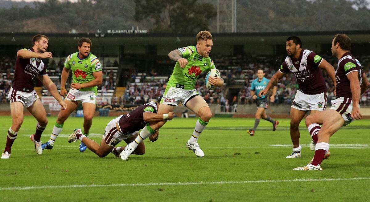 Only 6346 people were at Albury on Saturday to witness Blake Austin and the Canberra Raiders defeat the Manly Sea Eagles.    Photo: GETTY IMAGES