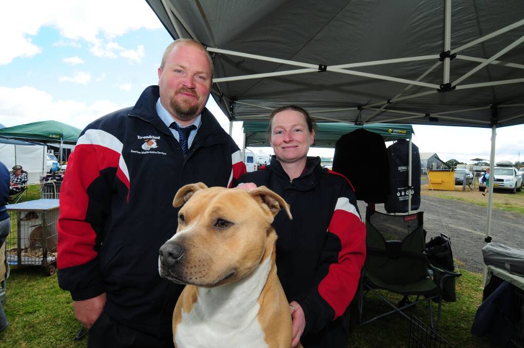 Ben Stark and Kristy Oceskas, both from Bathurst, with Ozzy.