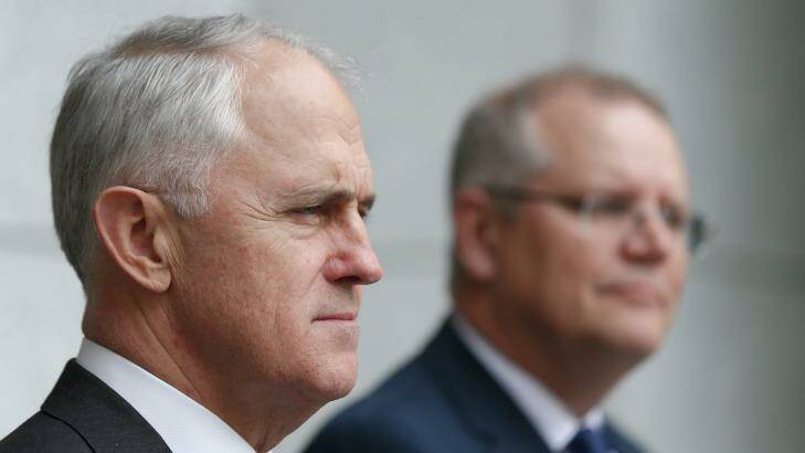 Prime Minister Malcolm Turnbull and Treasurer Scott Morrison are warning against talk of a recession. Photo: Alex Ellinghausen