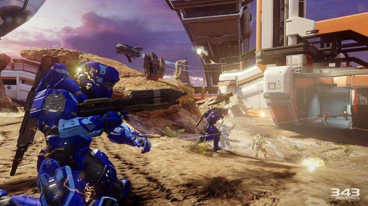 Attacking an enemy-held base in Warzone, which plays out like Halo meets MOBA. Photo: 343 Industries